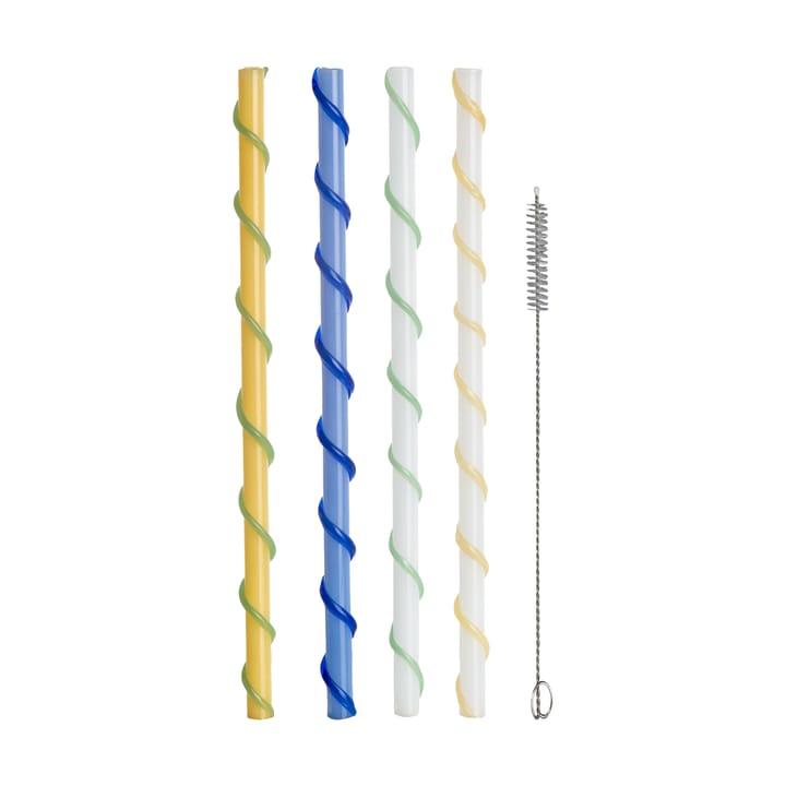 Celebrate 스트로 롱 20cm 4개 - Blue-white-yellow-green - Byon | 바이온