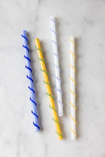 Celebrate 스트로 롱 20cm 4개 - Blue-white-yellow-green - Byon | 바이온