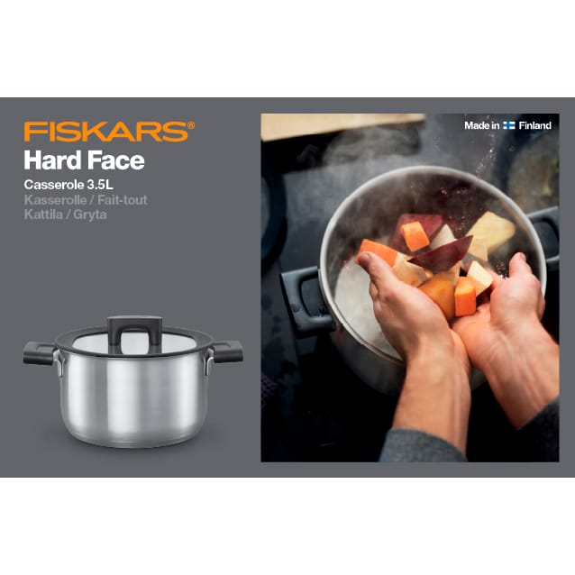 하드페이스 스틸 냄비 (덮개 포함) - 3.5 l - Fiskars | 피스카스