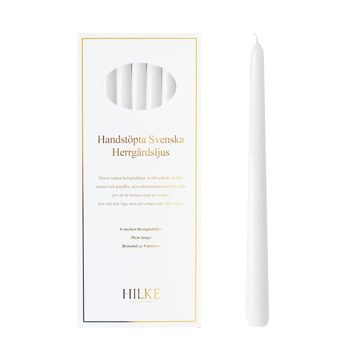 Herrgårdsljus 캔들 30 cm 6개 세트, White glossy Hilke Collection | 힐케 콜렉션