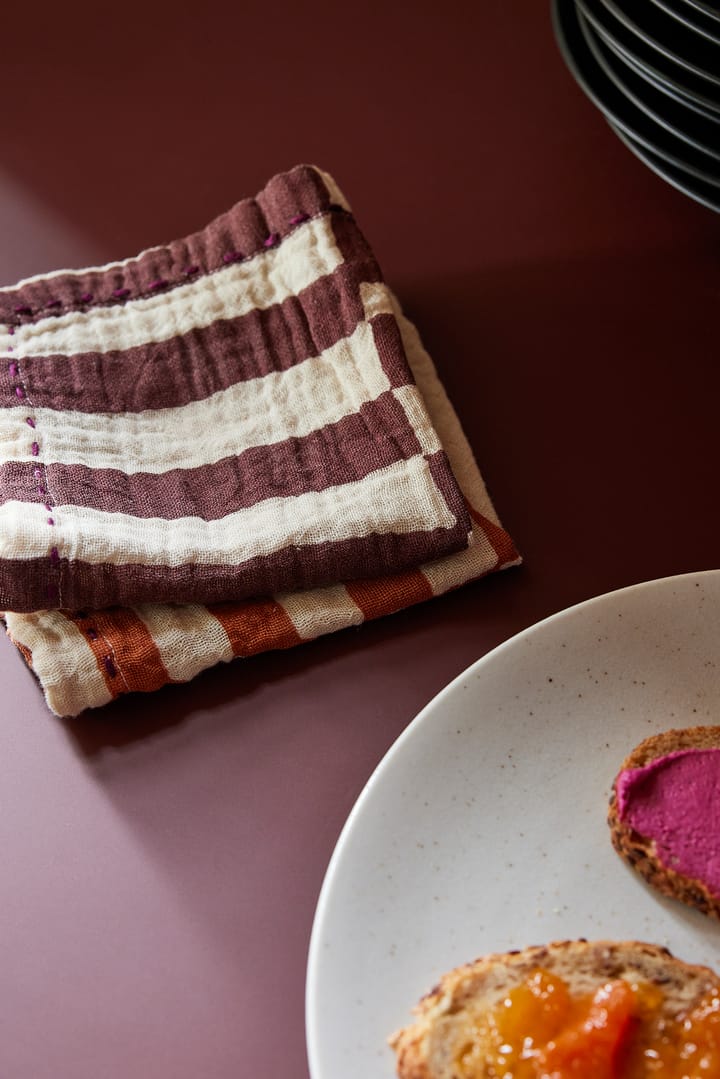 Striped 코튼 냅킨 30x30 cm 2개 세트, Burgundy HKliving | 에이치케이리빙