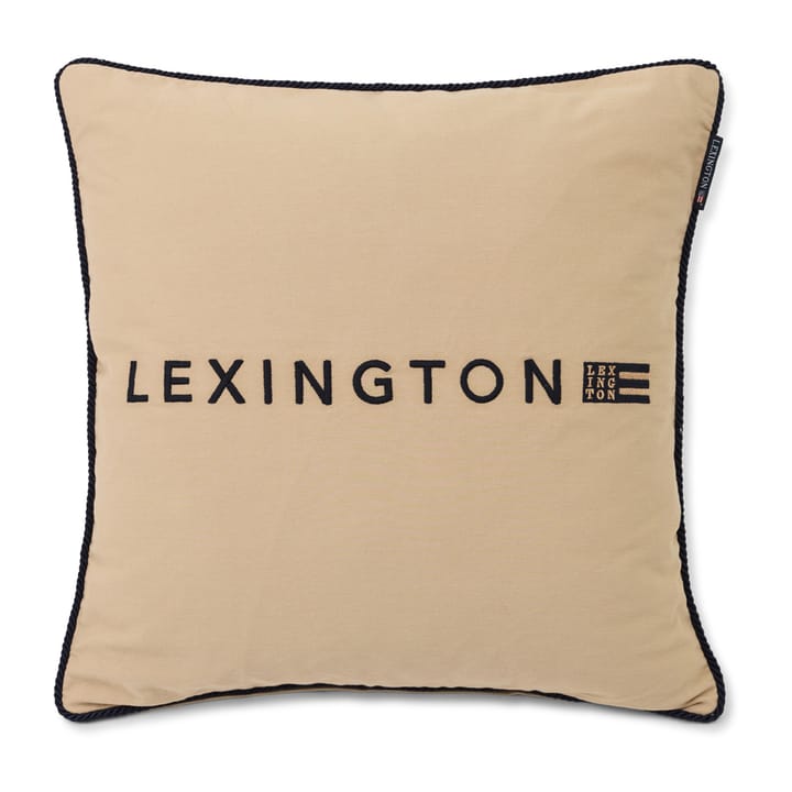 로고 오가닉 코튼 트윌 베개커버 50x50 cm - Beige-dark blue - Lexington | 렉싱턴