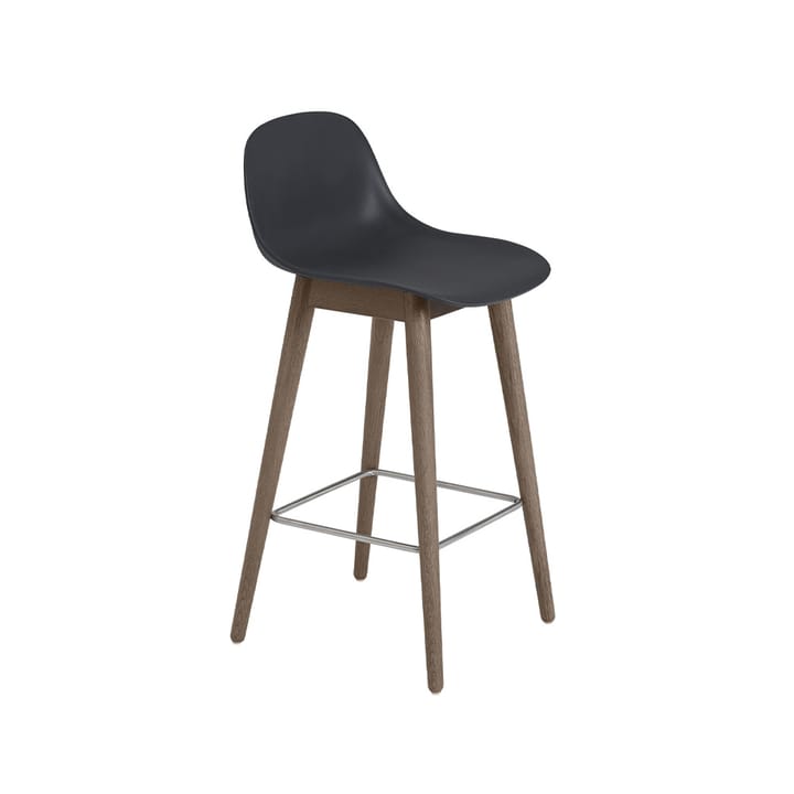 파이버 바 스툴, 우드 레그 65 cm - Black-dark brown stained legs - Muuto | 무토