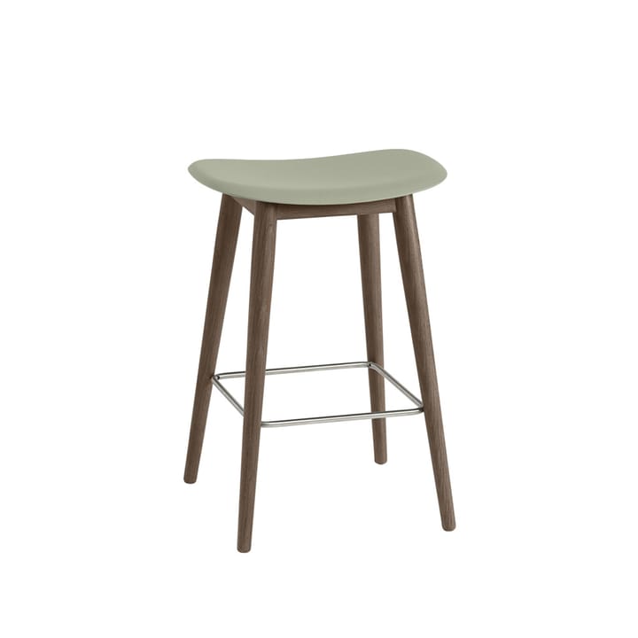 파이버 바 스툴, 우드 레그 65 cm - Dusty green, dark brown stained legs - Muuto | 무토