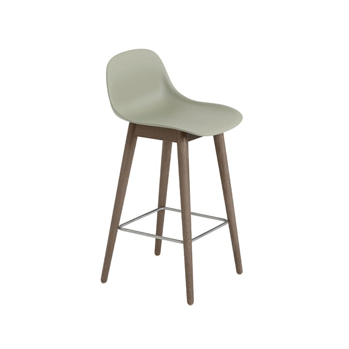 파이버 바 스툴, 우드 레그 65 cm - Dusty green-dark brown stained legs - Muuto | 무토