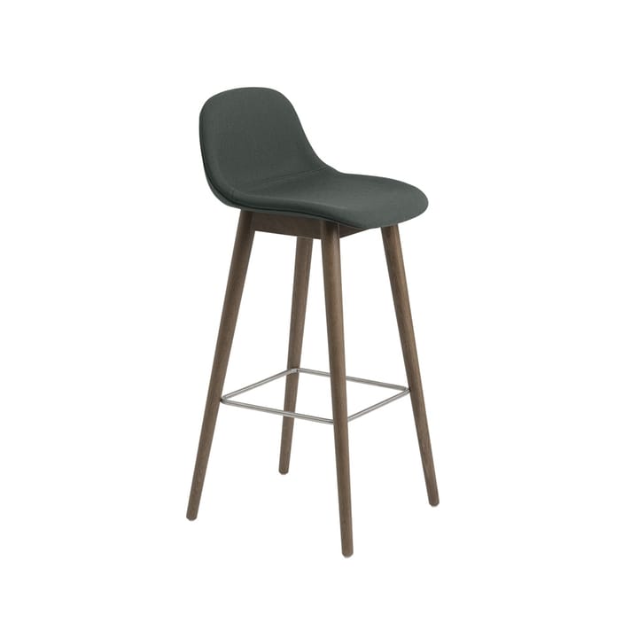 파이버 바 스툴, 우드 레그 65 cm - Fabric twill weave 990 dark green-brown stained oak legs - Muuto | 무토