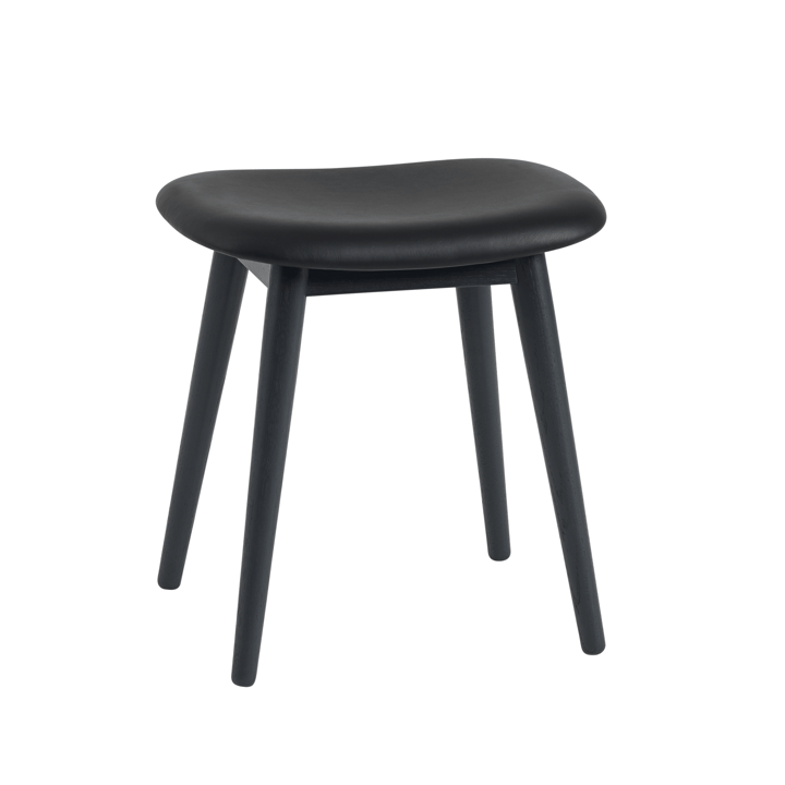 파이버 스툴 - Leather black, wooden legs - Muuto | 무토