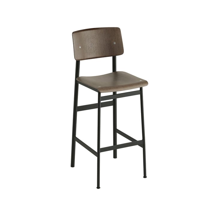 로프트 바 스툴 - Stained dark brown, high, black steel legs - Muuto | 무토