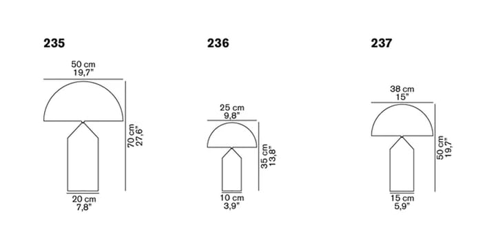 아톨로 미듐 237 테이블 조명 글래스, Opal, medium Oluce | 올루체