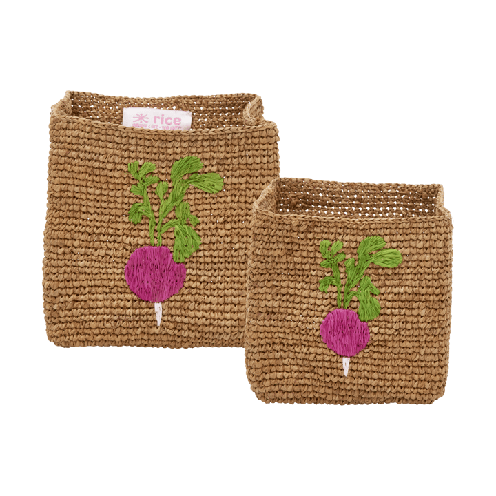 라이스 라피아 수납 바스켓 2개 - Radish Embroidery-Tea - RICE | 라이스