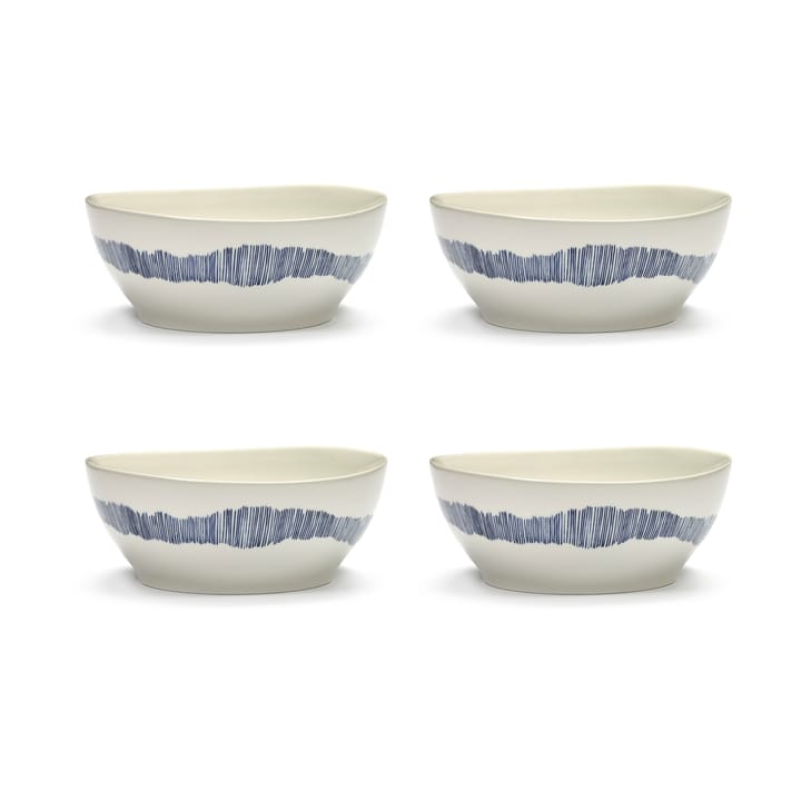 Ottolenghi Feast 보울 L Ø17 cm 4개 세트 - White-stripes blue - Serax | 세락스