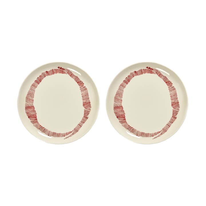 Ottolenghi Feast 접시 M Ø22,5 cm 2개 세트 - White stripes-red - Serax | 세락스