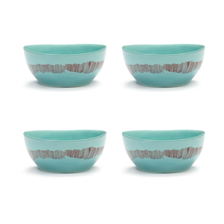 Ottolenghi Feast 보울 S Ø15 cm 4개 세트 - Azure stripes-red - Serax | 세락스