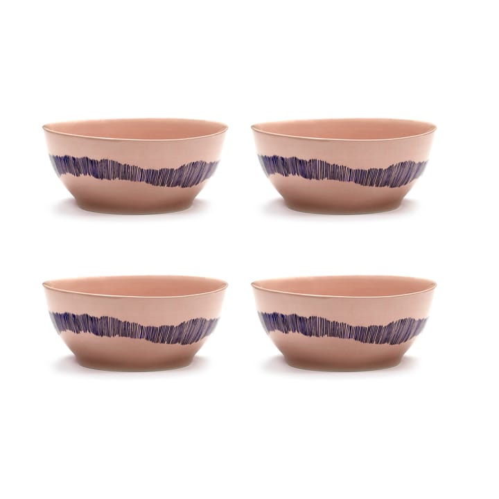 Ottolenghi Feast 보울 S Ø15 cm 4개 세트 - Pink stripes blue - Serax | 세락스