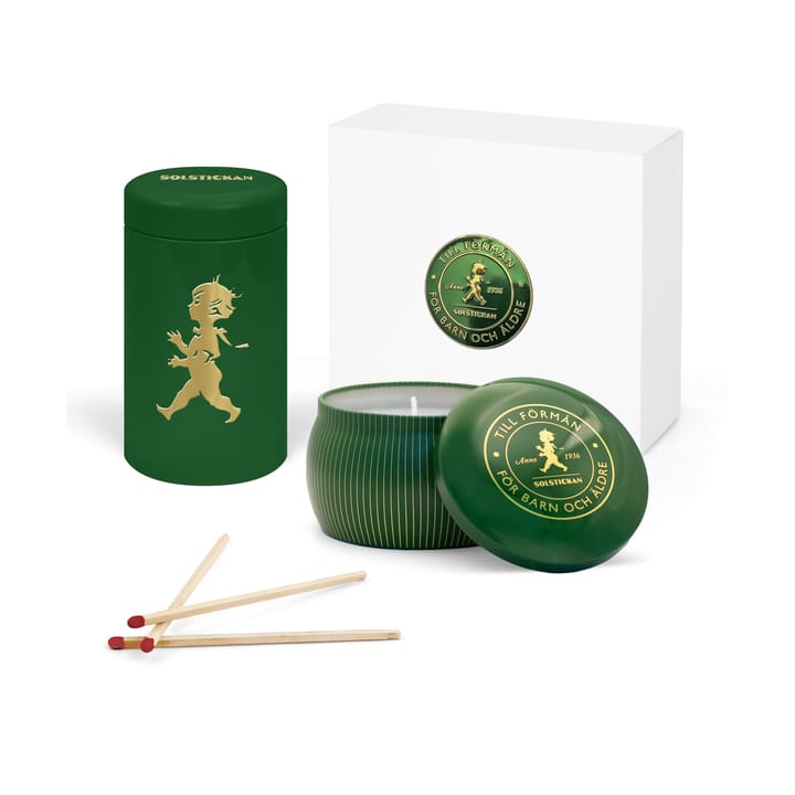 솔스티칸 기프트 박스 향초 + 성냥 튜브 - Green-scented candle pine forest - Solstickan Design | 솔스티칸 디자인