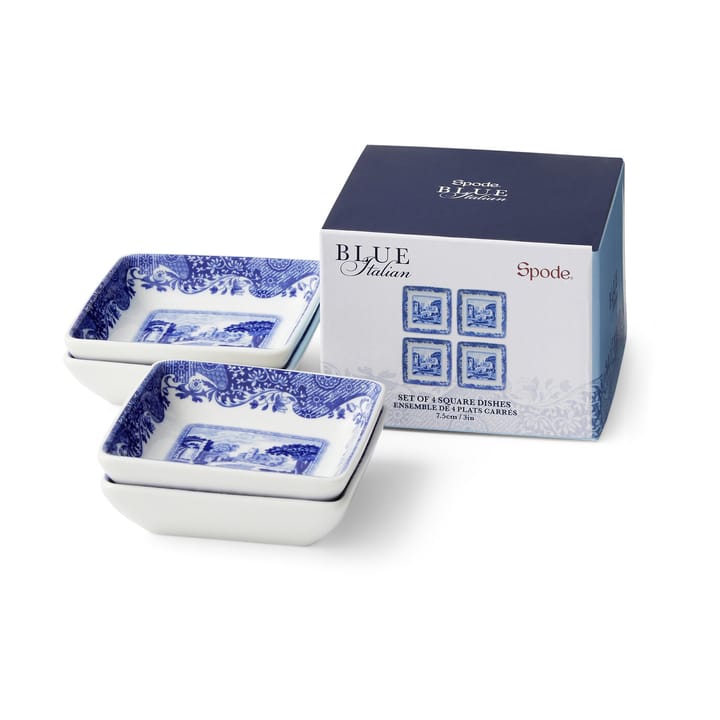 Blue Italian 사각 접시 8x8 cm 4개 세트 - Blue-white - Spode | 스포드